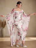 Women's Blush Bloom Floral Midi Dress & Sheer Kimono Set