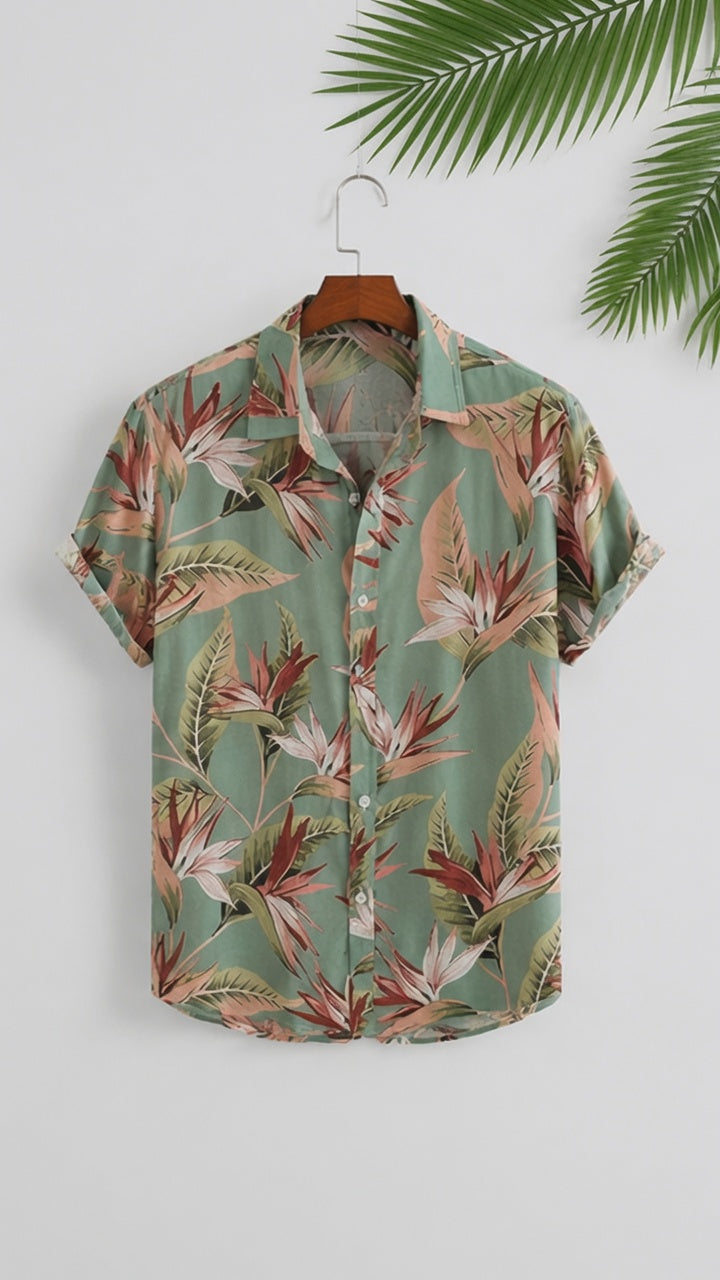 Men's Casual Rayon Relaxed Fit Shirt Button Down Summer Shirts for Men