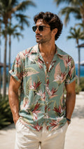 Men's Casual Rayon Relaxed Fit Shirt Button Down Summer Shirts for Men