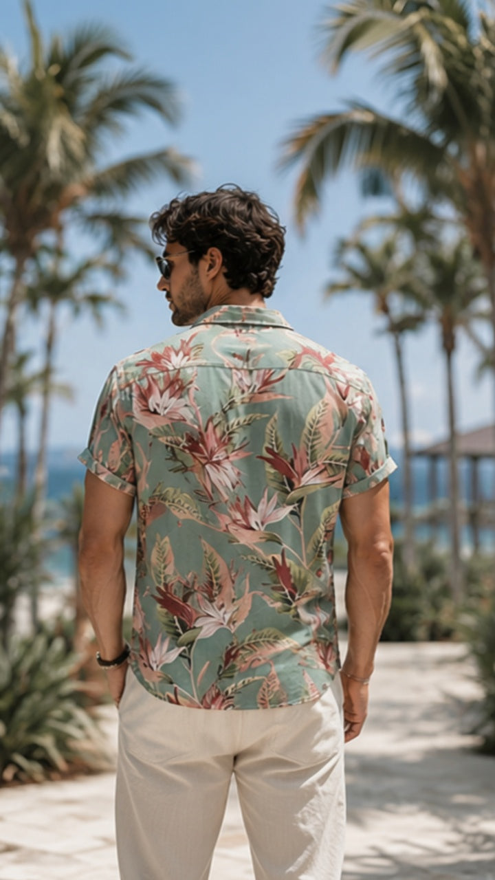 Men's Casual Rayon Relaxed Fit Shirt Button Down Summer Shirts for Men