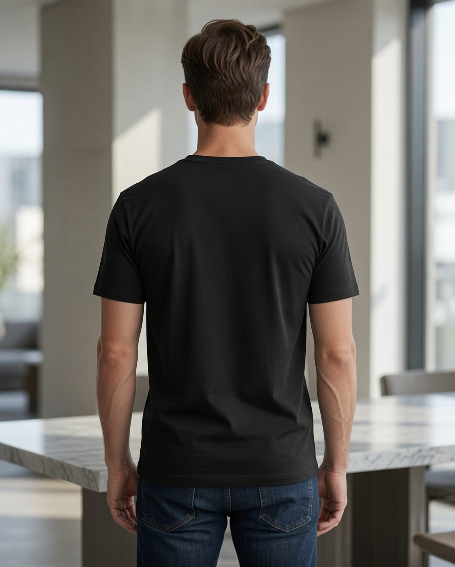 Regular Fit Cotton Tshirts for Man - Black