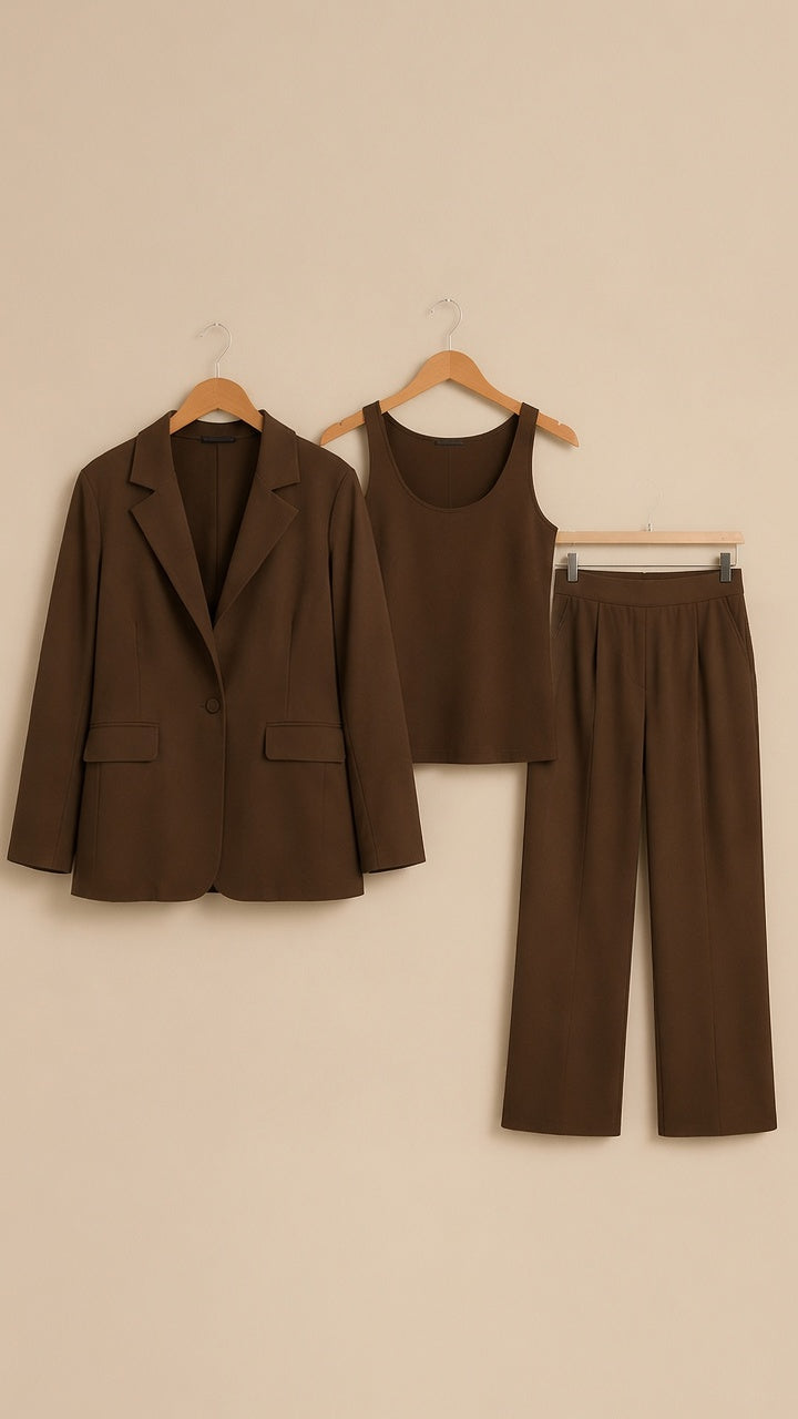 Brown Elegance 3-Piece Co-Ord Set
