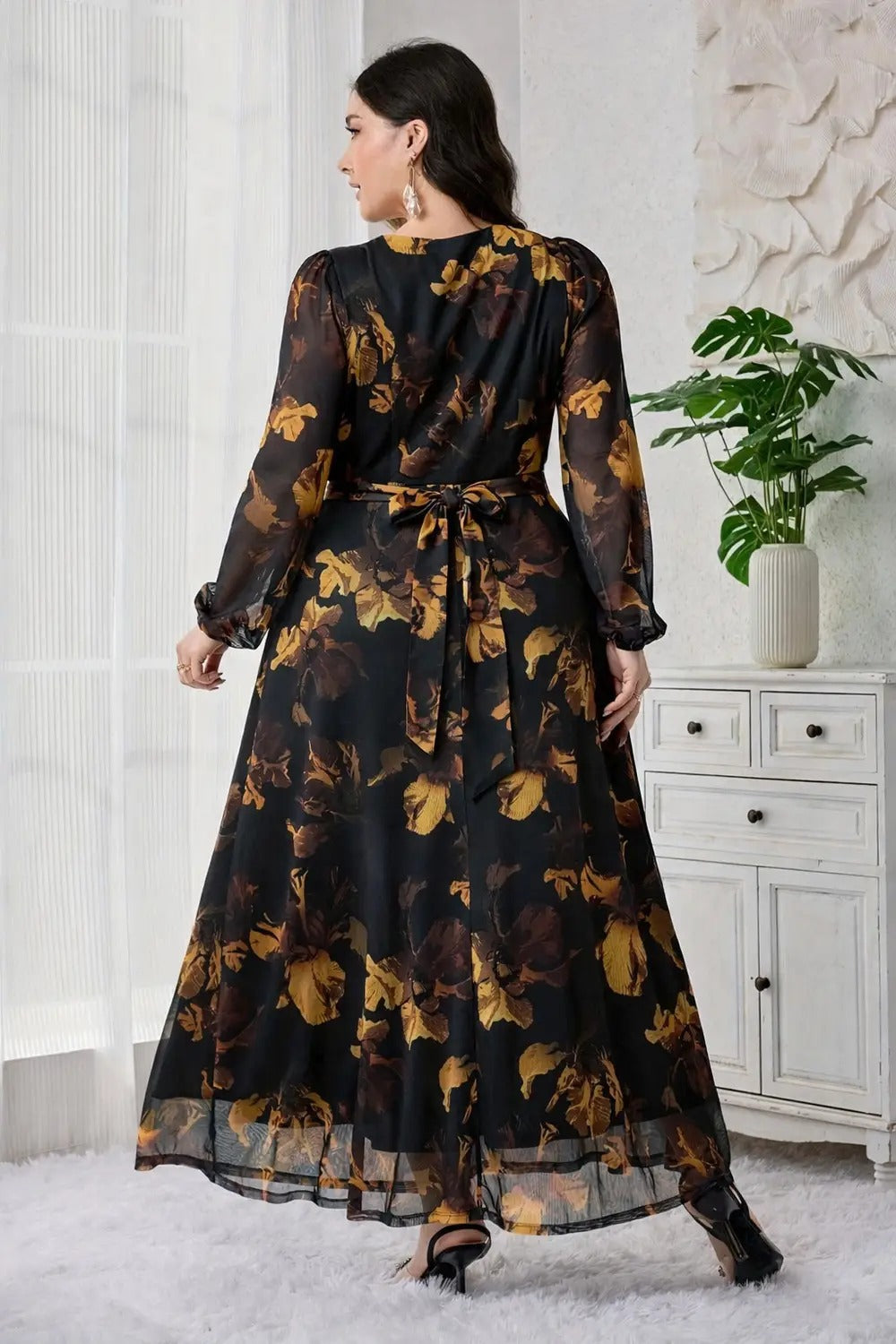 Nautiful Women A-line Black, Yellow Maxi/Full Length Dress