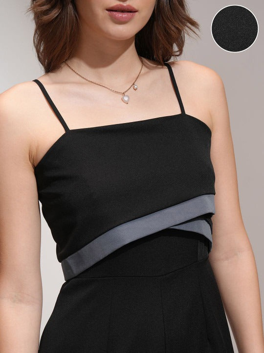 Women Color blocked Layered Wide Leg Jumpsuit