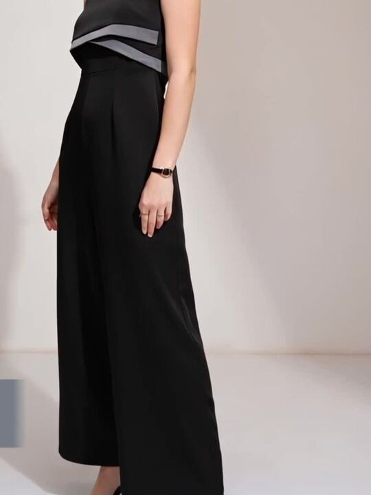 Women Color blocked Layered Wide Leg Jumpsuit