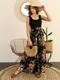 Black and pink printed basic jumpsuit