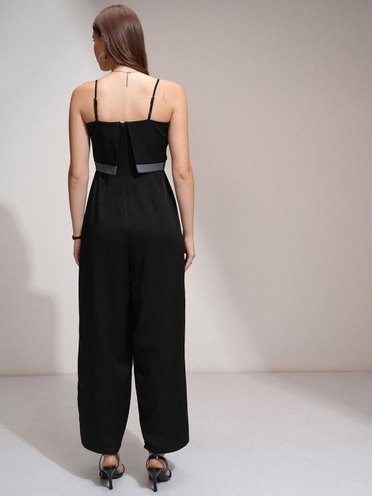 Women Color blocked Layered Wide Leg Jumpsuit