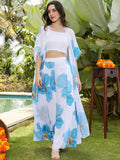Women Floral Printed Top with Palazzos & Shrug