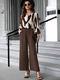 Brown Women Abstract Printed Jumpsuit