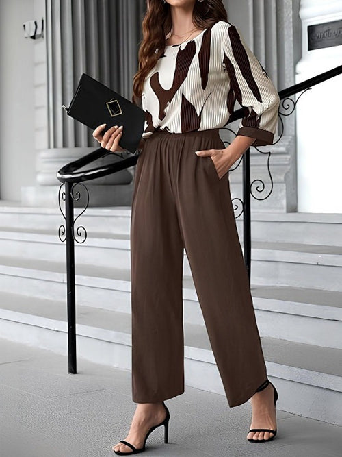 Brown Women Abstract Printed Jumpsuit