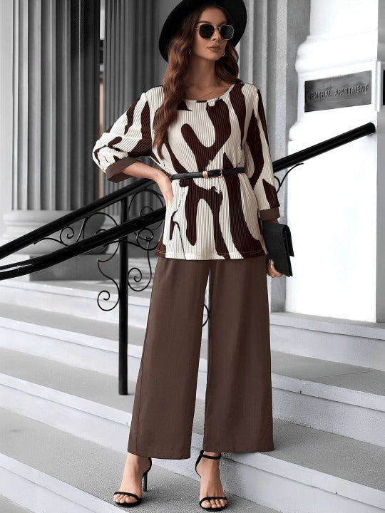 Brown Women Abstract Printed Jumpsuit