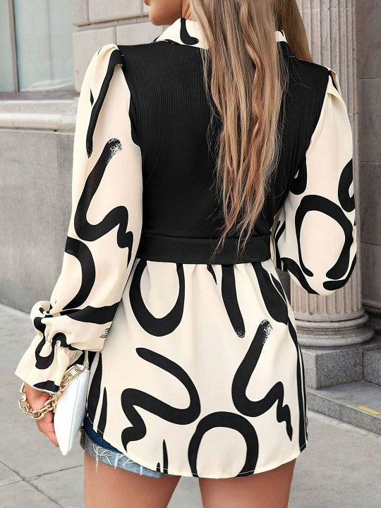 Print Puff Sleeve Top