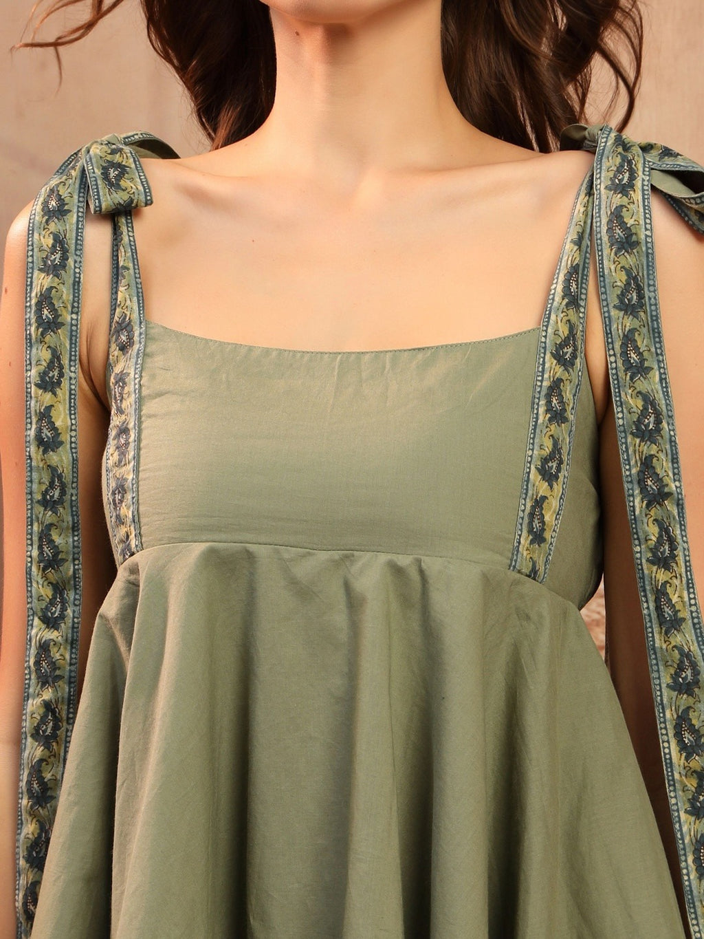 Green and Olive Green Solid Playsuit with Layered