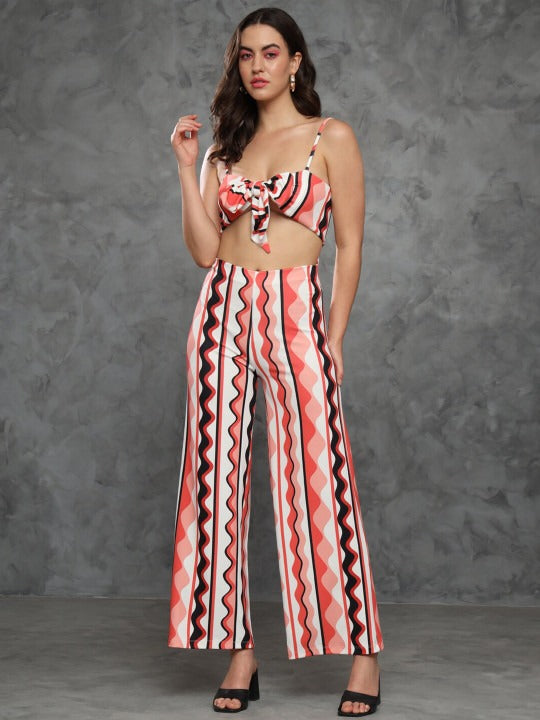 Geometric Printed Shoulder Straps Cut Out Basic Jumpsuit
