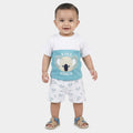 Infants Teal Blue Cotton Round Neck Koala Printed Baby Suit