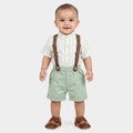 Mint Green Mandarin Collar Striped Suspender Baba Suit