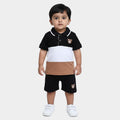Black 100% Cotton Polo Neck Color block Baby Suit