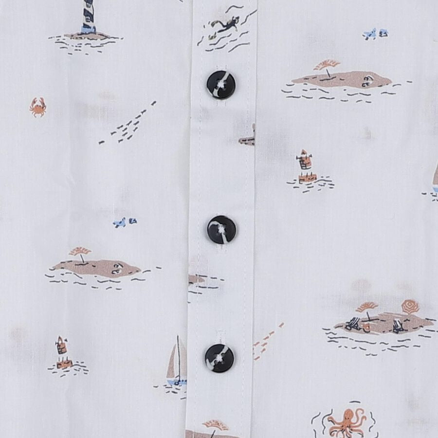 nfants' Navy Blue Cotton Collared Nautical Printed Baby Suit