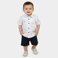 nfants' Navy Blue Cotton Collared Nautical Printed Baby Suit