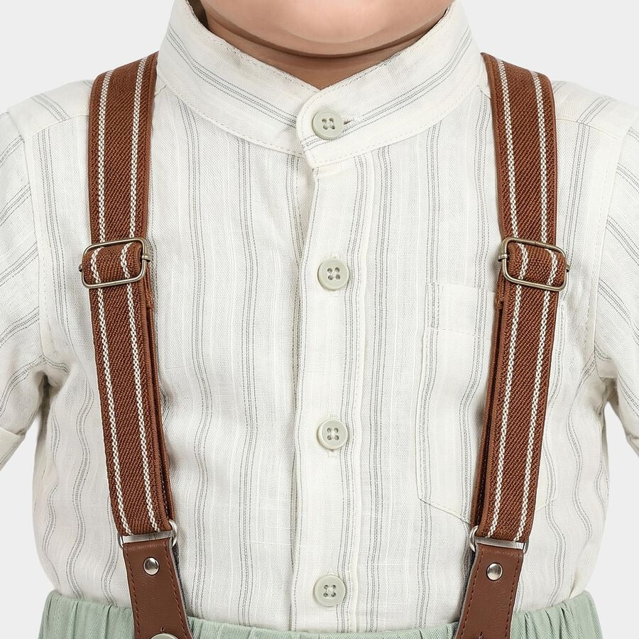 Mint Green Mandarin Collar Striped Suspender Baba Suit