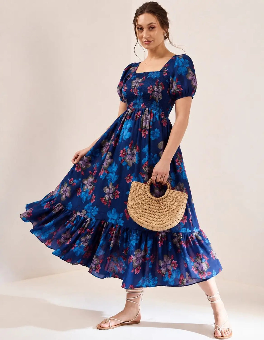 Women Fit and Flare Black Full Length Dress