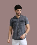Men Regular Fit Solid Cut Away Collar Casual Shirt