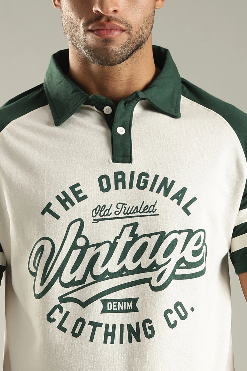 Men Printed Polo Neck Pure Cotton Dark Green Tshirt