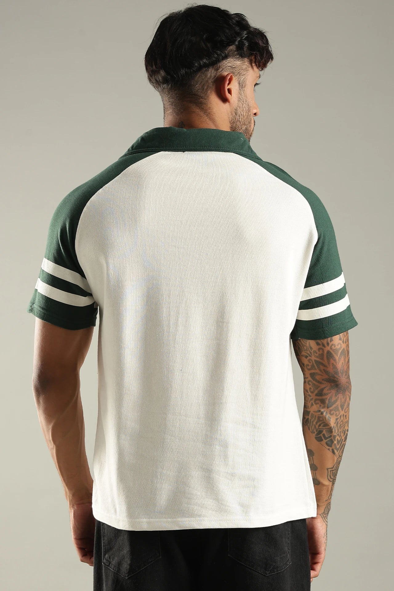 Men Printed Polo Neck Pure Cotton Dark Green Tshirt