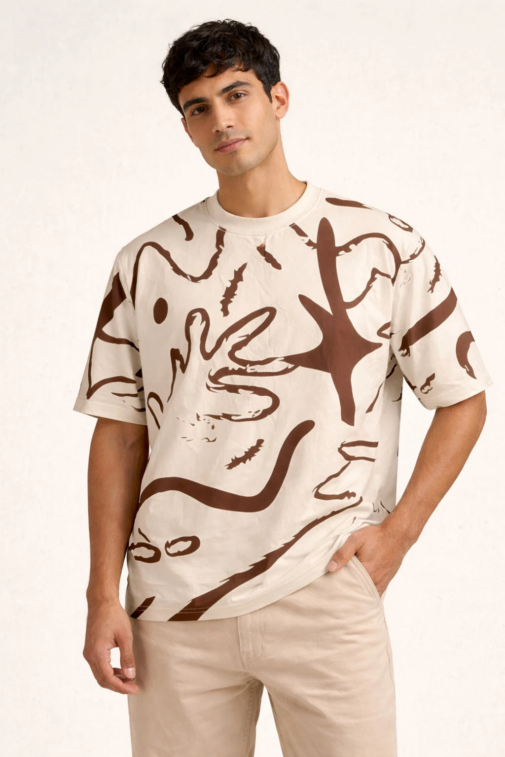 CB Men Graphic Print Round Neck Cotton Blend Multicolor T-Shirt