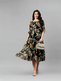 Women Fit and Flare Black Below Knee Dress