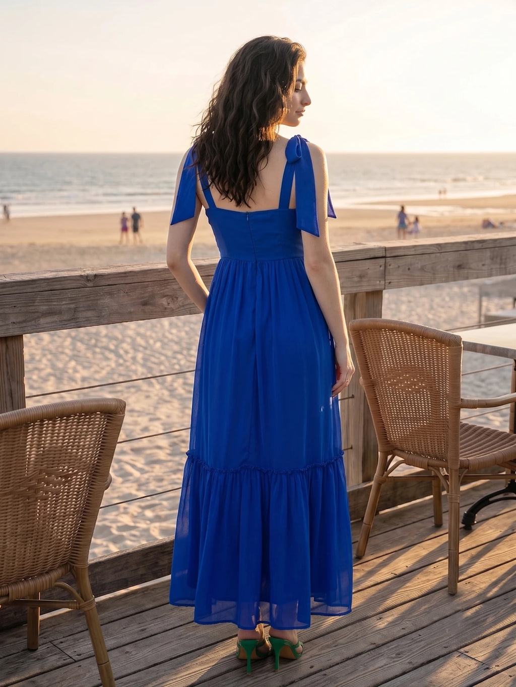 Women Layered Blue Maxi Full Length Dress