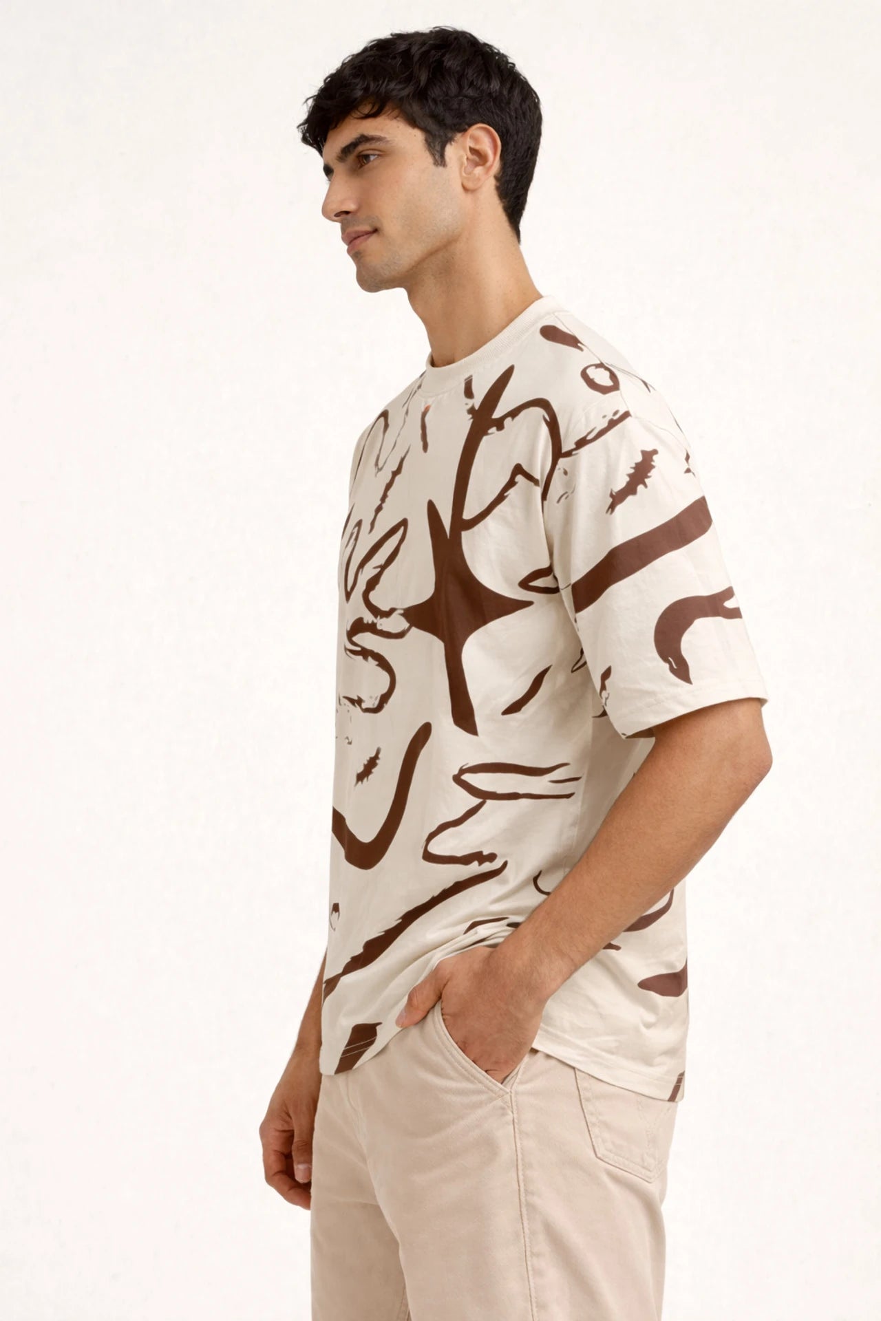 CB Men Graphic Print Round Neck Cotton Blend Multicolor T-Shirt