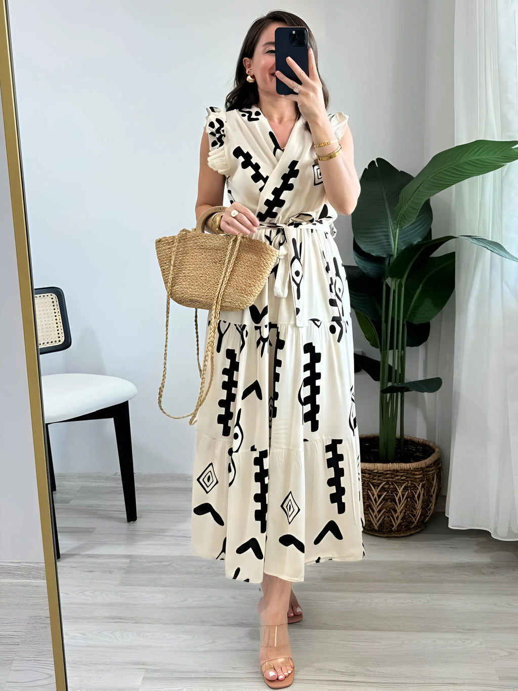 Women Fit and Flare White Midi/Calf Length Dress