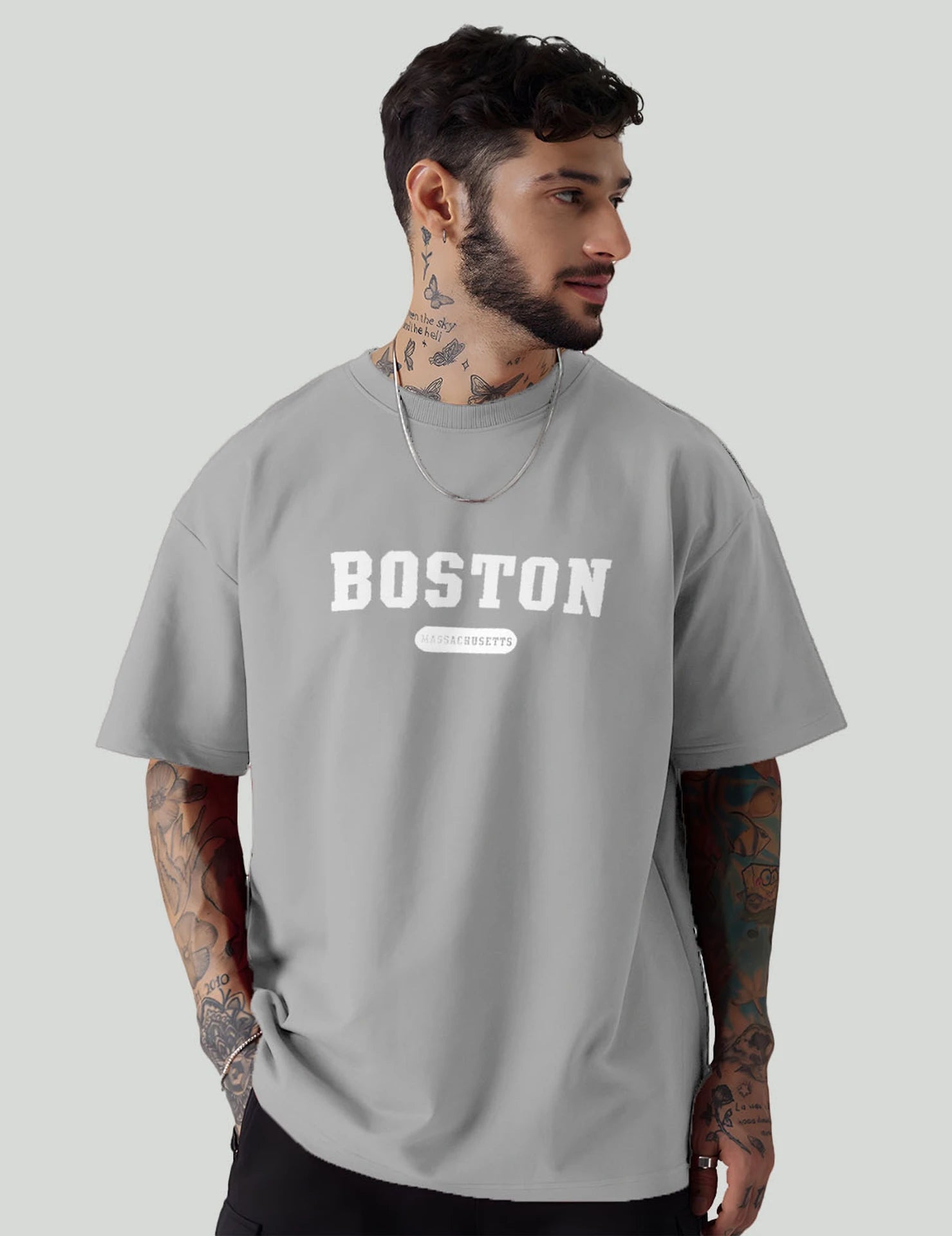 Men Printed Round Neck Cotton Blend Blue, Grey T-Shirt ( Pack Of 3 )