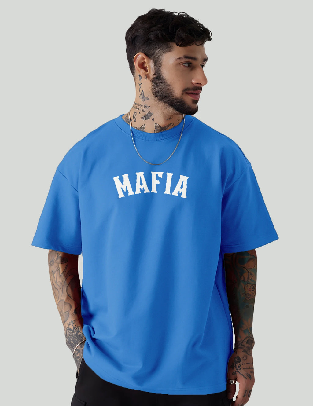 Men Printed Round Neck Cotton Blend Blue, Grey T-Shirt ( Pack Of 3 )