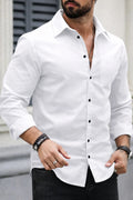 White Men Regular Fit Solid Spread Collar Casual Shirt