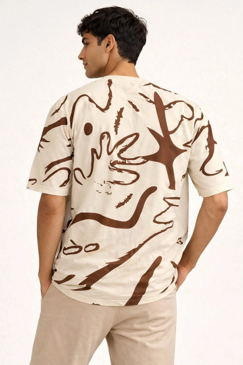 CB Men Graphic Print Round Neck Cotton Blend Multicolor T-Shirt