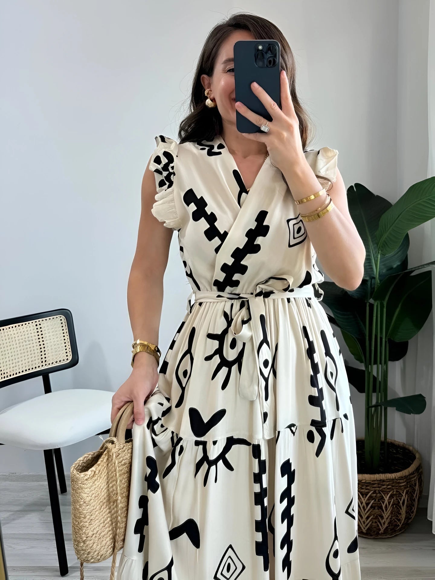 Women Fit and Flare White Midi/Calf Length Dress