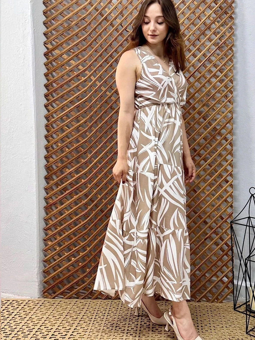 Women A-line White Ankle Length Dress
