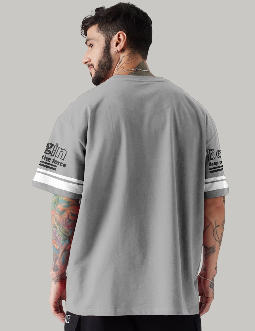 Men Printed Round Neck Cotton Blend Black, Blue, Grey T-Shirt ( Pack of 3 )