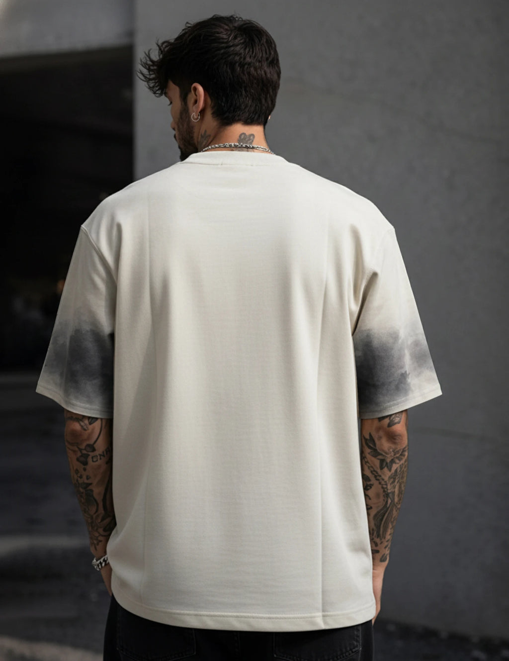 Men Printed Round Neck Cotton Blend White, Dark Green T-Shirt