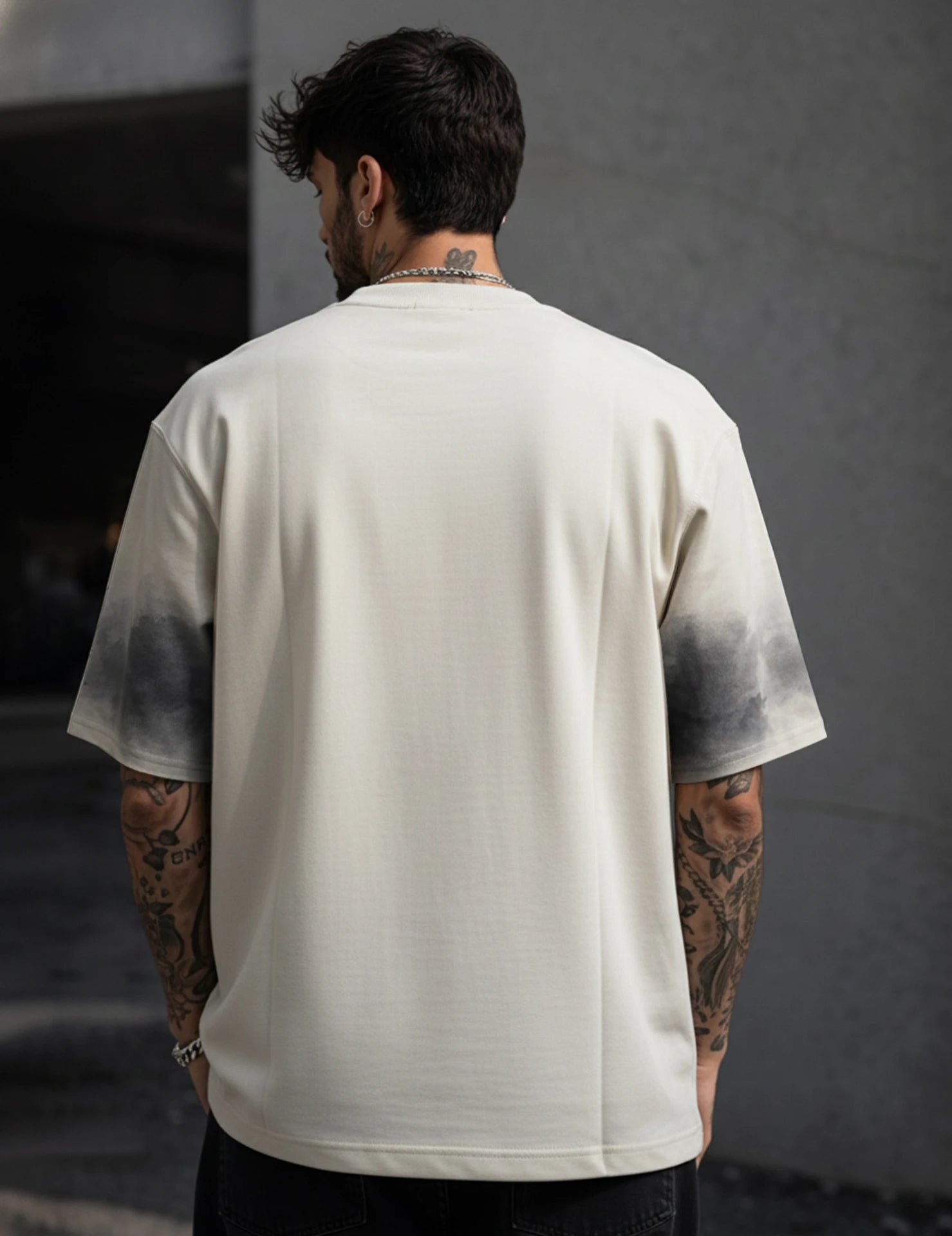 Men Printed Round Neck Cotton Blend White, Dark Green T-Shirt