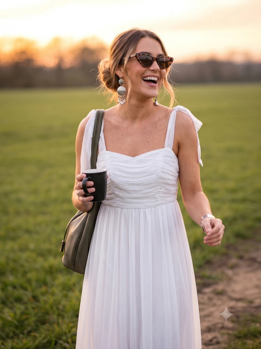 Women Layered White Maxi Full Length Dress