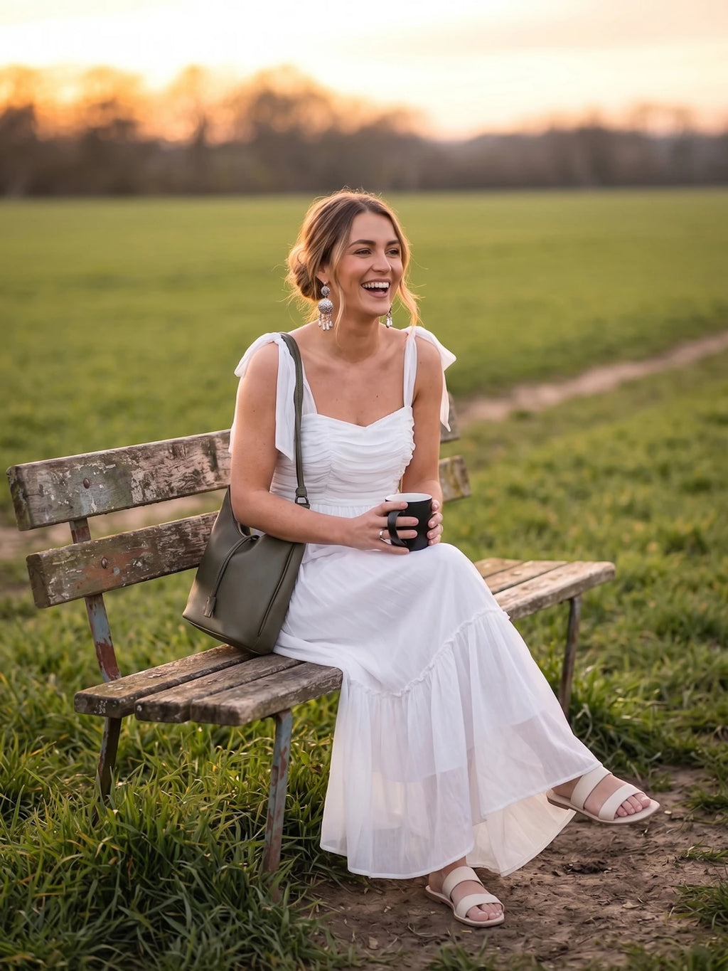 Women Layered White Maxi Full Length Dress