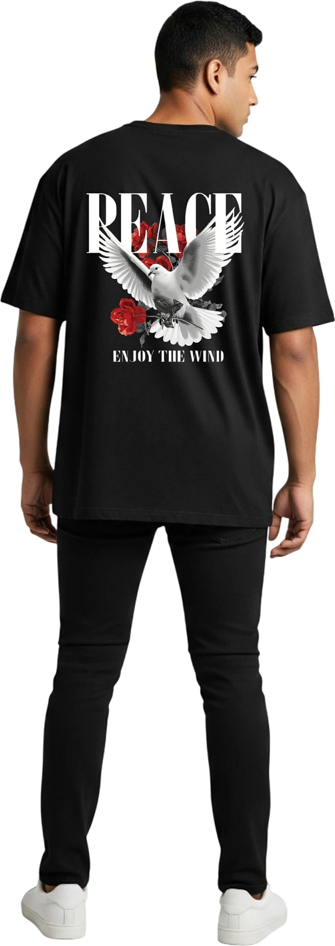 Men Graphic Print Round Neck Pure Cotton Black T-Shirt
