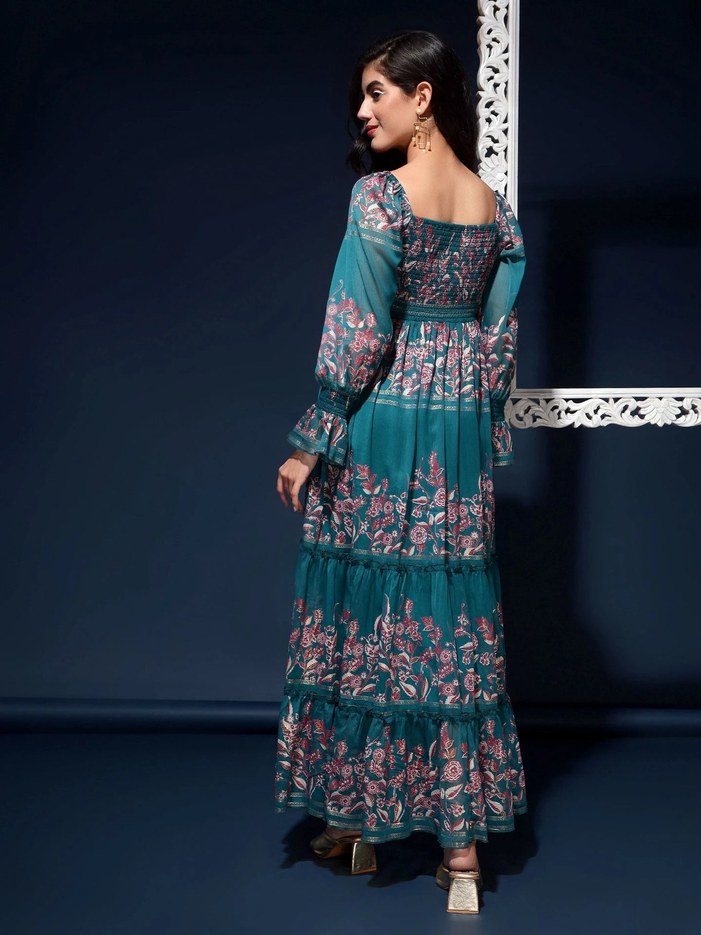 Women Fit and Flare Green Midi/Calf Length Dress