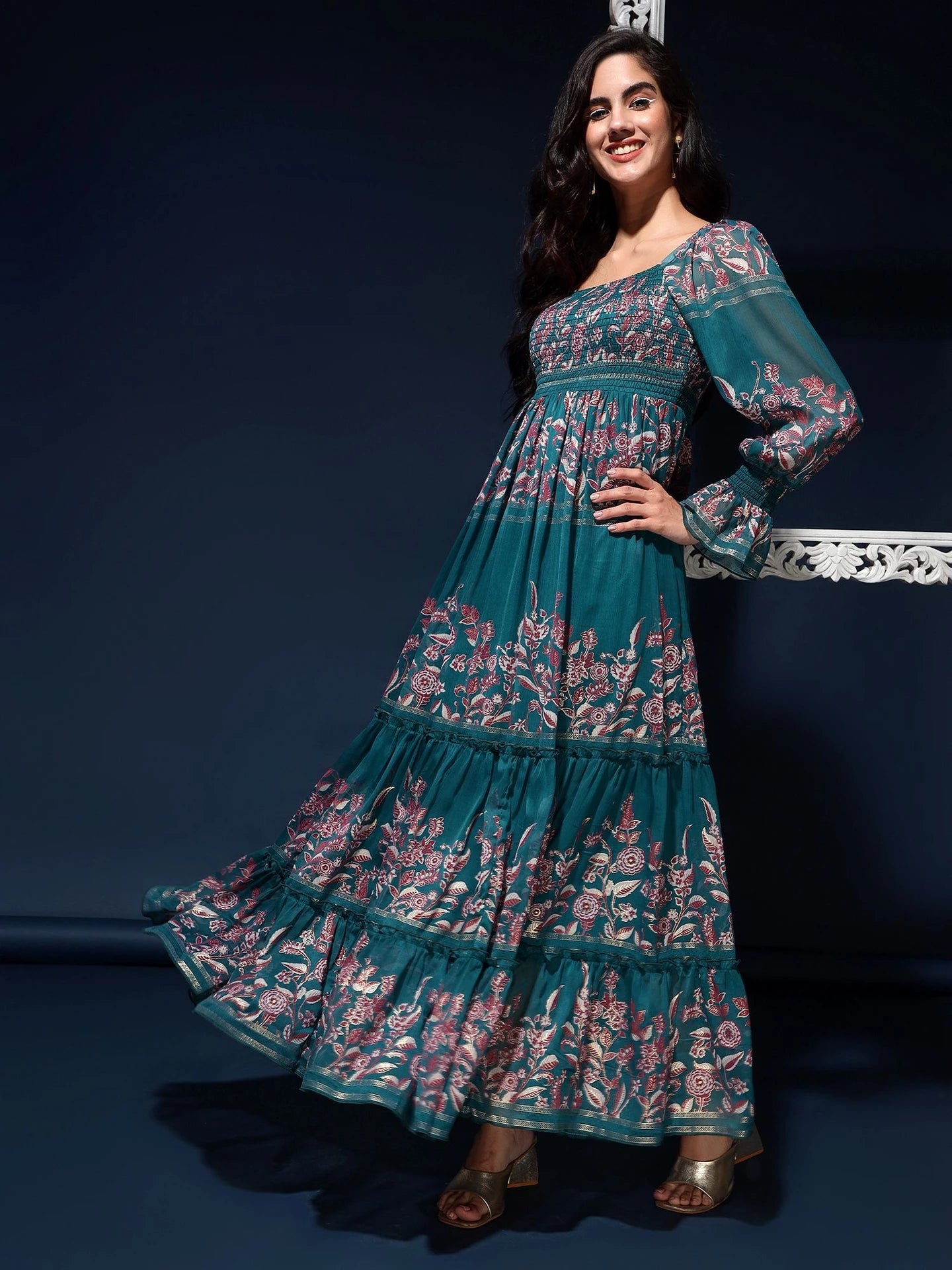 Women Fit and Flare Green Midi/Calf Length Dress