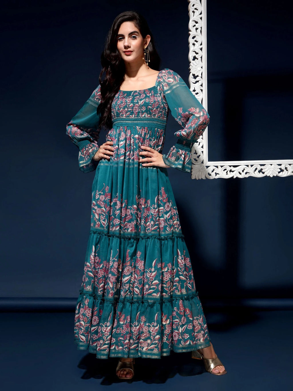 Women Fit and Flare Green Midi/Calf Length Dress