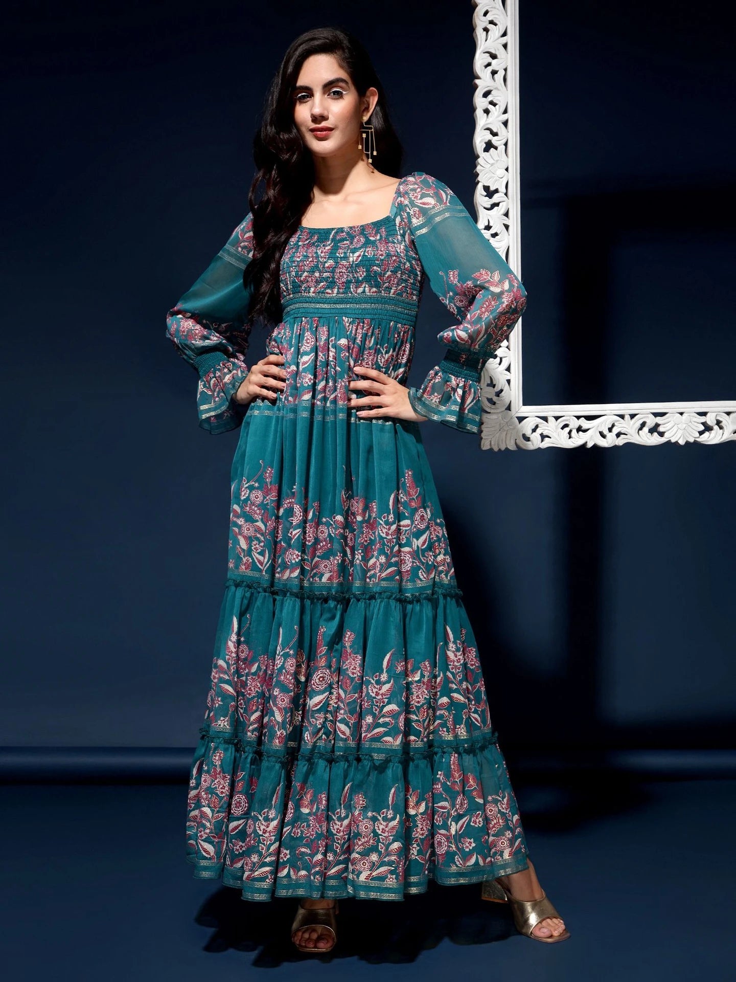 Women Fit and Flare Green Midi/Calf Length Dress